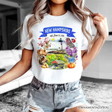 Artistic New Hampshire State Themes and Landmarks T-Shirt, Tee for History and Travel Lovers