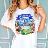 Artistic Oklahoma State Themes and Landmarks T-Shirt, Tee for History and Travel Lovers