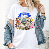 Artistic Virginia State Themes and Landmarks T-Shirt, Tee for History and Travel Lovers