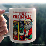 Bad Retro Santa Christmas Personalized Mug, Holiday Humor Gift with Custom Name