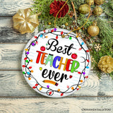 Best Teacher Ever Christmas Ornament, Holiday Sparkle Gift for Educators