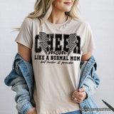 Cheer Mom Lightning T-Shirt, Cheerleader Retro White and Natural Tee for Proud Sports Mothers