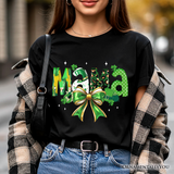 Coquette Mama Bow St Patrick’s Day T-Shirt, Green Lucky Shamrock Clover Tee
