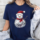 Disco Snowman Christmas T‑Shirt, Retro Holiday Tee for Dancers