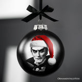 Dracula Spooky Christmas Portrait Glass Ornament, Black Horror Halloween Tree Decoration