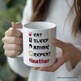 Eat Sleep Anime Repeat Personalized Mug, Funny Anime Lover Gift With Custom Name