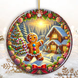 Enchanting Gingerbread Man in a Christmas Village Ornament, Whimsically Cheerful Holiday Gift and Tree Decor