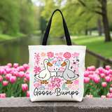Funny Goose Bumps Floral Canvas Tote Bag, Sarcastic Goose Gift Shopper