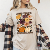 God Is Faithful in Every Season Floral T-Shirt, Christian Fall Tee