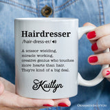 Hairdresser Definition Personalized Mug, Funny Stylist Gift With Custom Name
