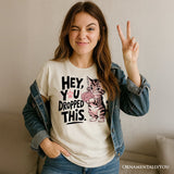 Hey You Dropped This T-Shirt, Funny White and Natural Cat Meme Tee