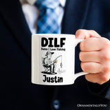 I Love Fishing Personalized Mug, Playful Fisherman Lover Man's Gift With Custom Name