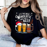 It's The Most Wonderful Time for a Beer T‑Shirt, Funny Holiday Beer Christmas Tee for Festive Drinkers