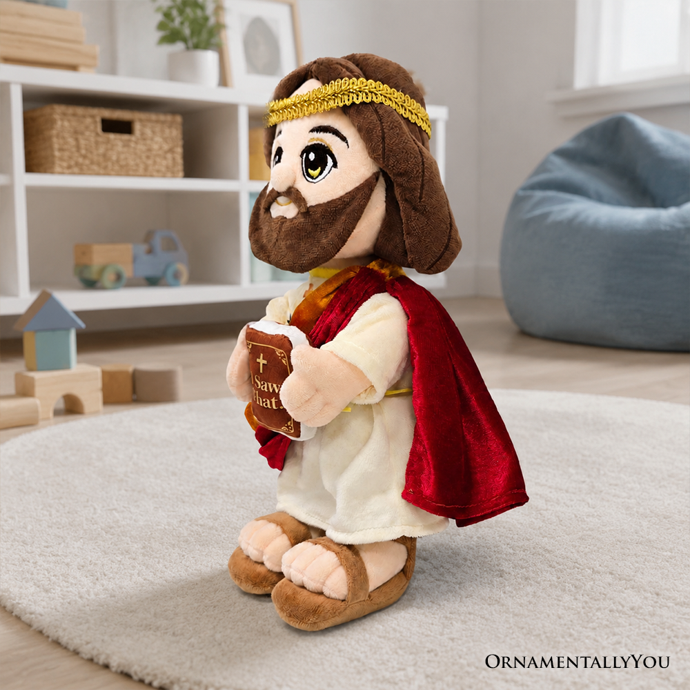 Jesus Plush Toy with “I Saw That” Book, 12" Christian Stuffed Doll Religious Gift for Faith and Family