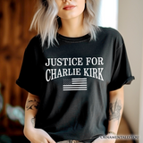 Justice For Charlie Kirk Memorial T-Shirt, Patriot Pray Tee