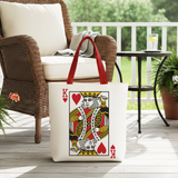 King of Hearts Card Canvas Tote Bag, Classic Retro Love Valentine Gift Bag