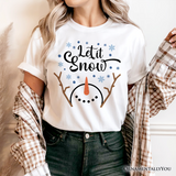 Let It Snow Snowman T‑Shirt, Snowflakes Minimalist Tee for Winter Holiday Season