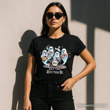 Let the Rhythm Be Ghost Band T-Shirt, Whimsical Music Tee for Guitar Rock Style People