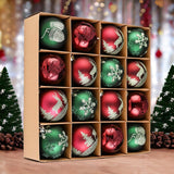 Majestic Winterly Nature Glittered Ornament Bauble Set, Red and Green Balls Bundle with Acorns, Snowflakes, and Spruce Tree Accents