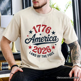 Patriotic America 1776-2026 Land of the Free T-Shirt, 250 Year Independence Day Celebration Tee