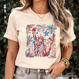 Patriotic Statue of Liberty and Fireworks T-Shirt, Festive 4th of July Tee