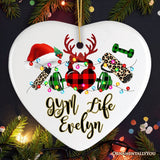 Personalized Gym Buffalo Plaid Leopard Merry Christmas Ornament, Personal Trainer Gift