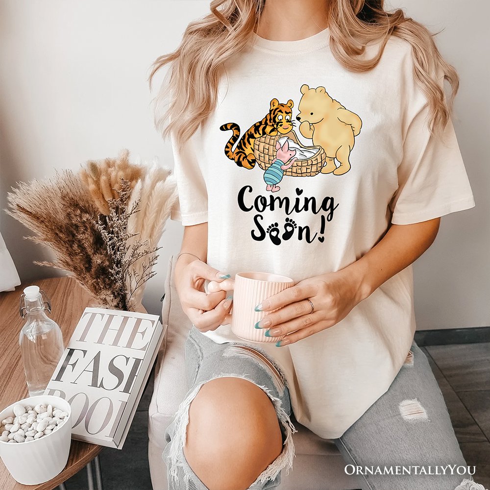 Pregnancy Announcement Winnie-the-Pooh T-Shirt, 1926 A.A. Milne Baby Coming Soon Mom Tee