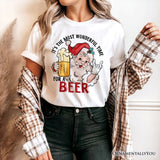 Santa Beer Christmas T‑Shirt, It’s The Most Wonderful Time Funny Holiday Tee for Festive Drinkers