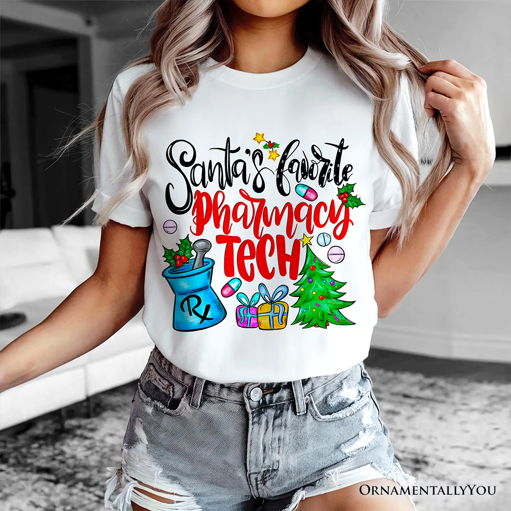 Santa's Favorite Pharmacy Tech T-Shirt, Merry Christmas Pharmacy Tee