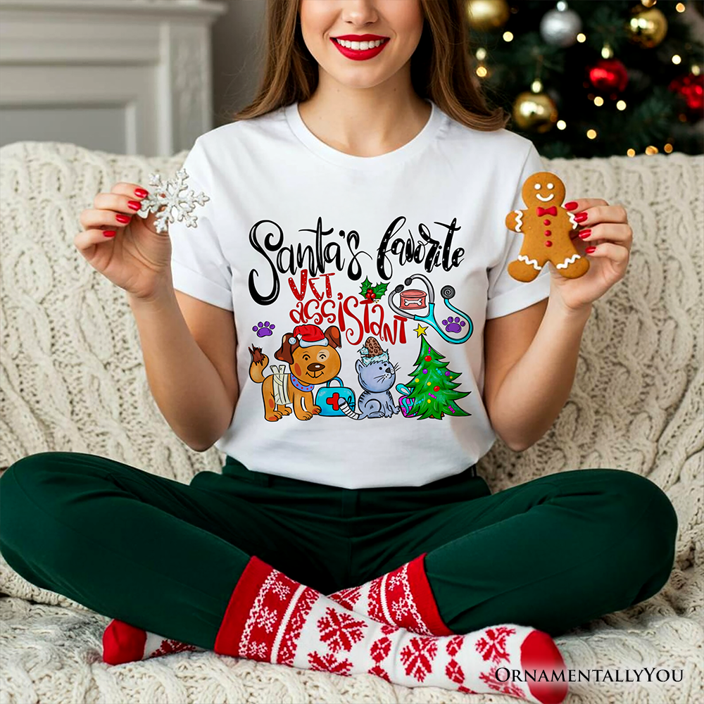 Santa’s Favorite Vet Assistant T-Shirt, Merry Christmas Pet Care Tee