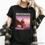 Scenic Minnesota State Split Rock Lighthouse T-Shirt, Lake Superior Landmark Tee and Travel Souvenir