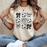Soccer Balls Coquette Bows T-Shirt, Sports Mom Tee