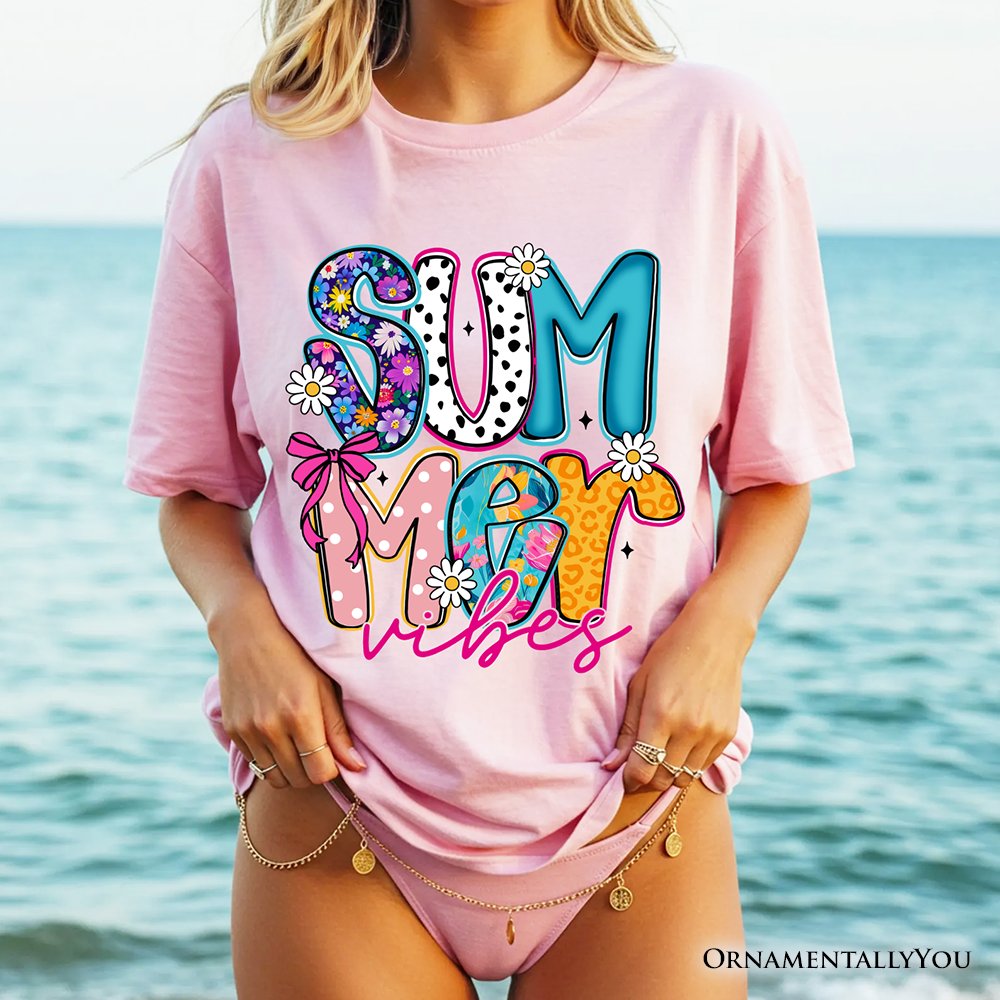 Summer Vibes Retro Floral T-Shirt, Coastal Beach Tee