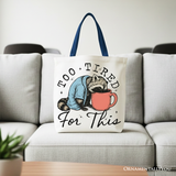 Too Tired For This Funny Raccoon Canvas Tote Bag, Retro Snarky Coffee Printed Gift Bag