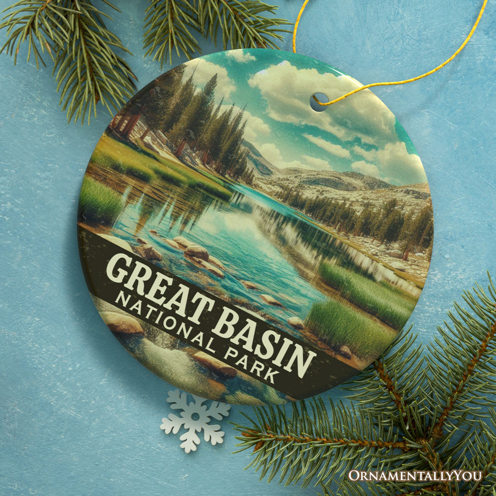 Tranquil Great Basin National Park Ornament, Nevada Mountain Lake Reflection Christmas Gift and High Desert Wilderness Keepsake