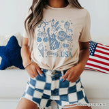 USA Liberty Retro Coquette T-Shirt, 1776 Patriotic 4th of July Tee