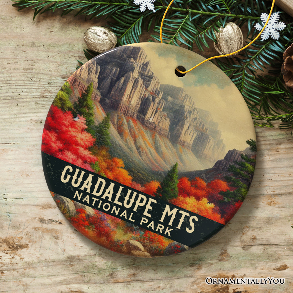 Vivid Guadalupe Mountains National Park Ornament, Texas Desert Peaks and Canyon Christmas Gift and Scenic Wilderness Souvenir