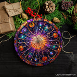 Whispering Shadows Enchanted Cobweb Stained Glass Style Ceramic Ornament, Halloween Themed Christmas Gift and Decor