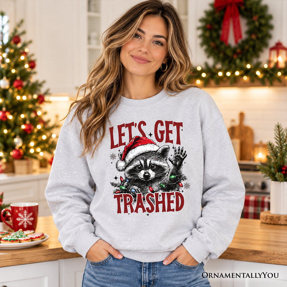 Let's Get Trashed Christmas Raccoon Sweatshirt, Funny Sweater for Feral Women