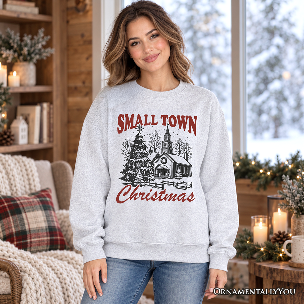 Small Town Christmas Vintage Sweatshirt, Rustic Winter Church Sweater