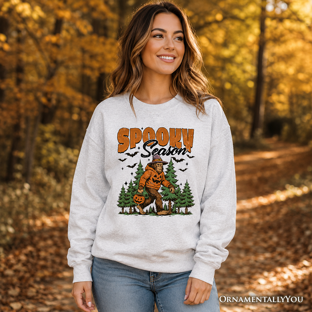 Spooky Season Bigfoot Sweatshirt, Halloween Sasquatch Pumpkin Sweater