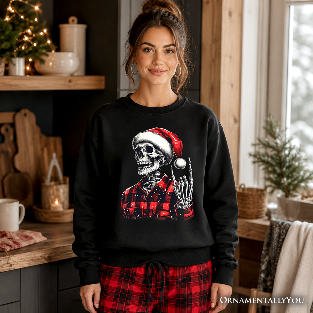 Buffalo Plaid Christmas Skeleton Sweatshirt, Brutal Guys Sweater