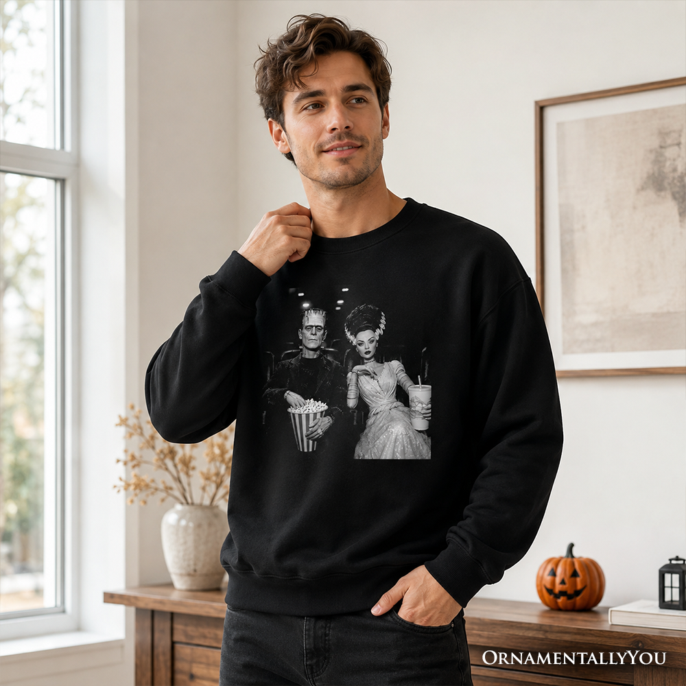 Frankenstein Movie Date Night Sweatshirt, Vintage Horror Couple Cinema Sweater