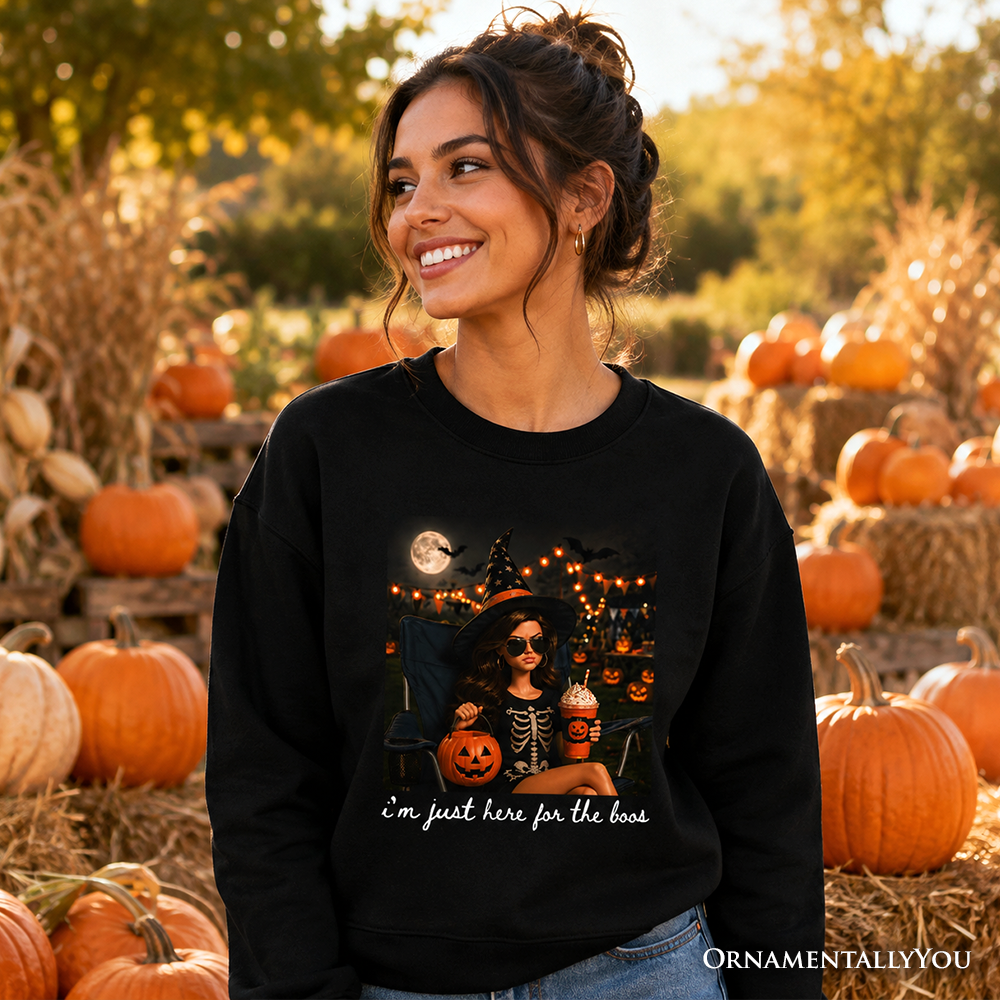 I'm Just Here for the Boos Witch Sweatshirt, Funny Halloween Party Sweater