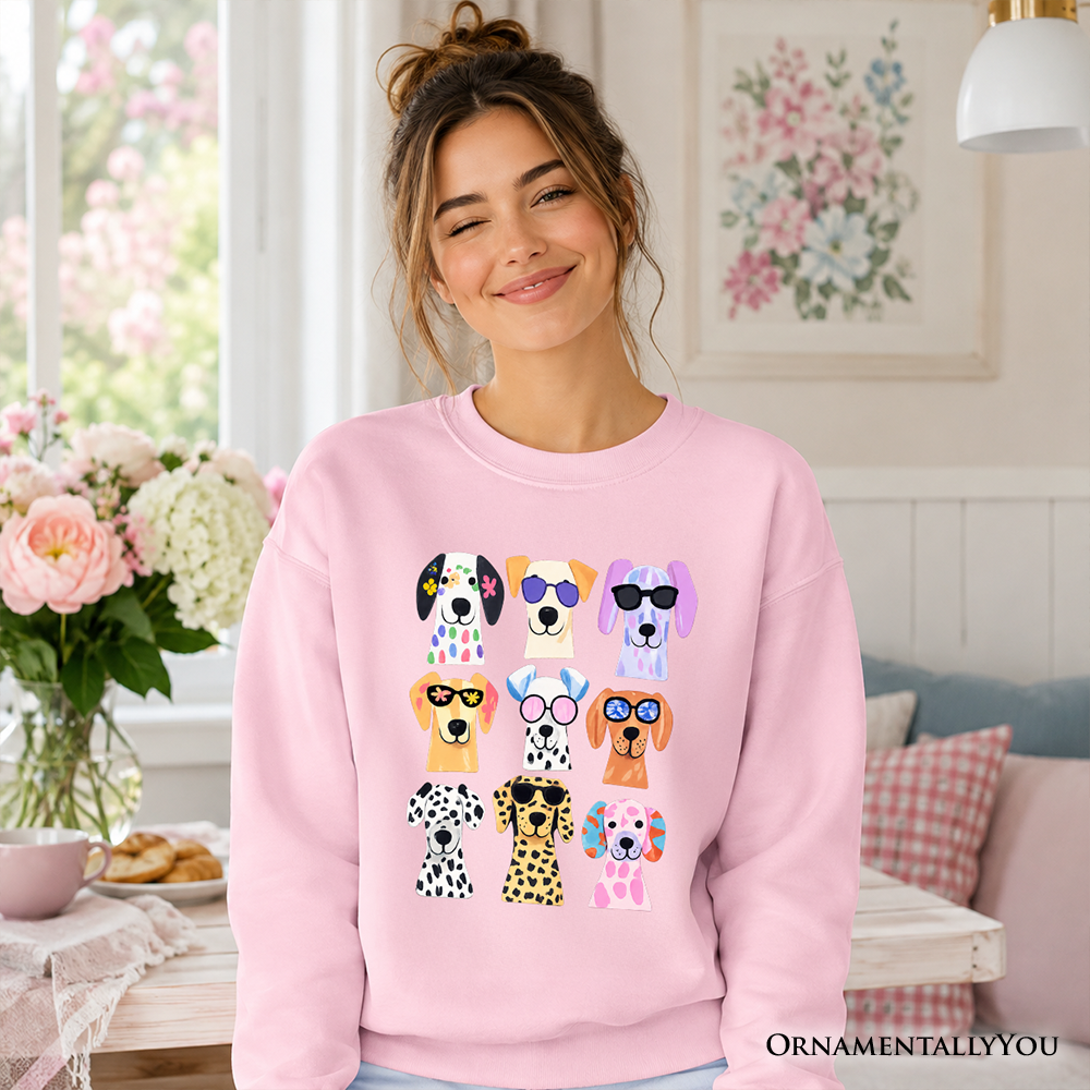 Colorful Dogs Sweatshirt, Animals Breeds Summer Sweater