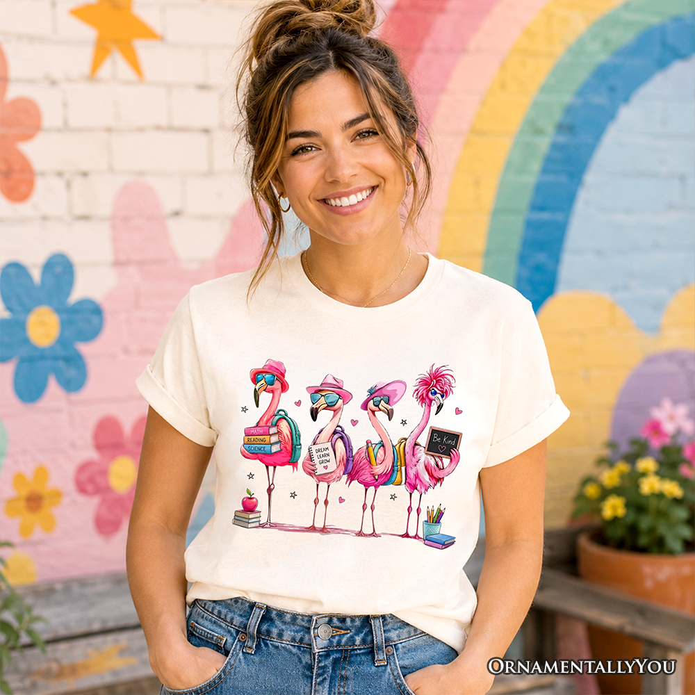 Flamingo Back to School T-Shirt, Cute Tee With Tropical Birds