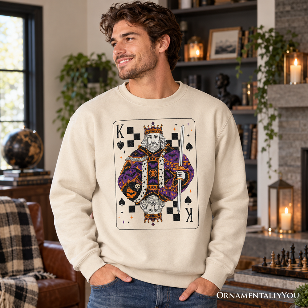 King of Spades Card Sweatshirt, Vintage Retro Halloween Sweater