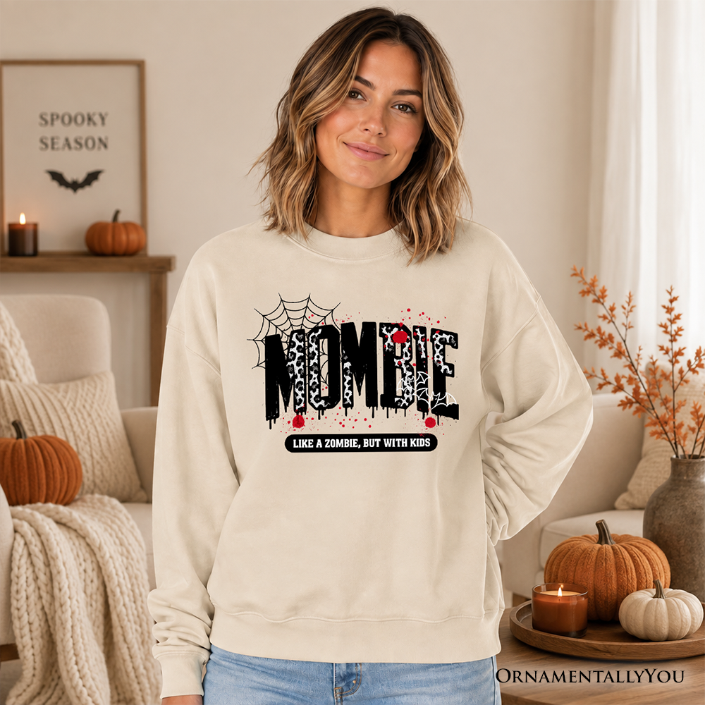Mombie Like a Zombie But With Kids Sweatshirt, Funny Halloween Mom Horror Sweater