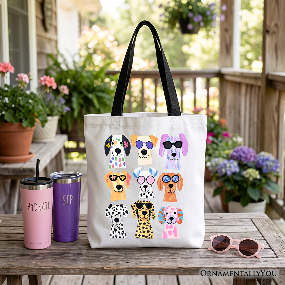 Colorful Dogs Tote Bag, Animals Breeds Summer Gift Shopper