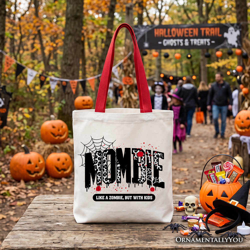 Mombie Like a Zombie But With Kids Tote Bag, Funny Halloween Mom Horror Gift Shopper
